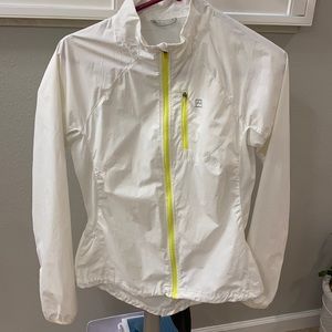 Avalanche running shell. White/neon yellow zippers